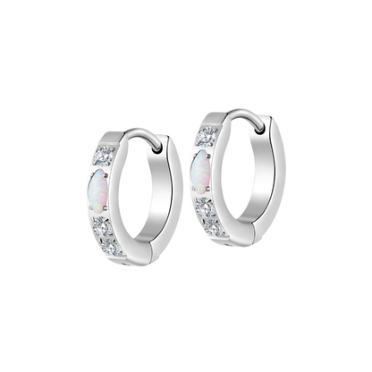 Opal Marquise Hoops in Titanium