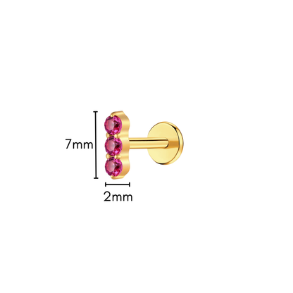 Pink Punch Tiny Trio Flat Back Stud