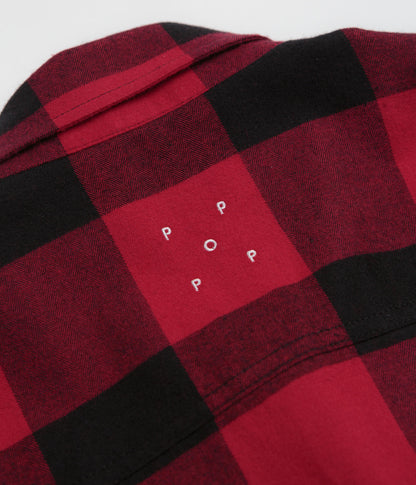 Pop Trading Company Checked BD Shirt - Black / Red