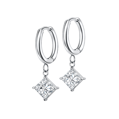 Princess Cut Charm Hoops