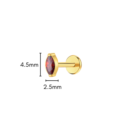 Red Marquise Flat Back Stud