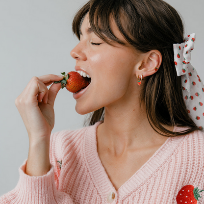 Red Strawberry Enamel Flat Back Stud
