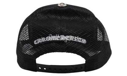 Chrome Hearts Pony Hair Cemetery Cross White Patch Black Trucker Hat
