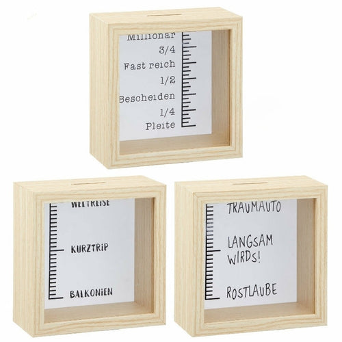 Spardosen 3er Set Cepewa – Traumauto, Weltreise & Millionär, 14,5 × 14,5 × 6,5 cm