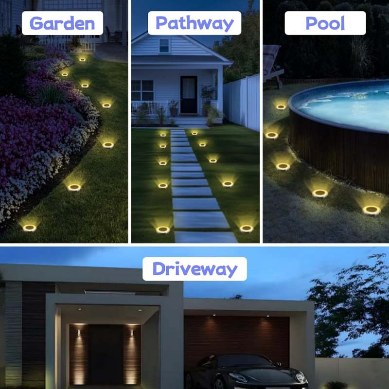 🌞🌷4-Pack Outdoor Garden Solar Ground Lights | 8-LED Auto On/Off Weather-Resistant Pathway Landscape Light⚡
