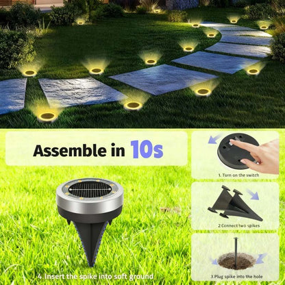 🌞🌷4-Pack Outdoor Garden Solar Ground Lights | 8-LED Auto On/Off Weather-Resistant Pathway Landscape Light⚡