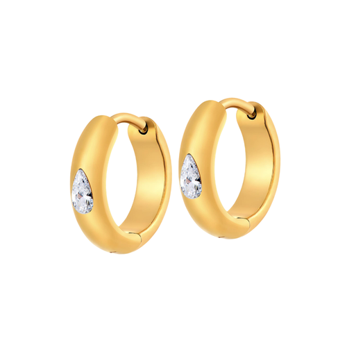 Teardrop Gem Hoops in Titanium