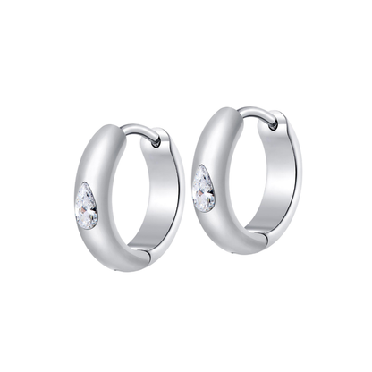 Teardrop Gem Hoops in Titanium