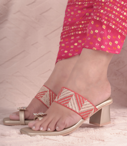 Tiara Red – Toe-Ring Block Heels for Women