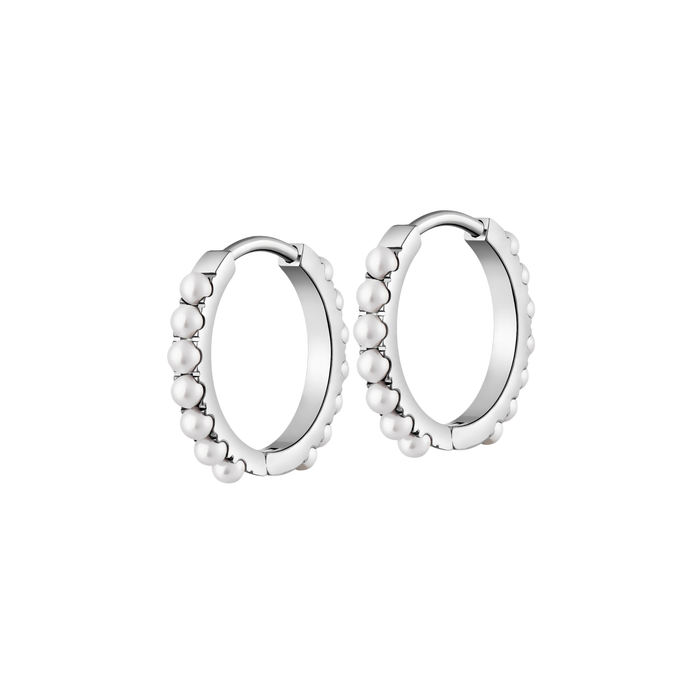 Titanium Pearl Hoops