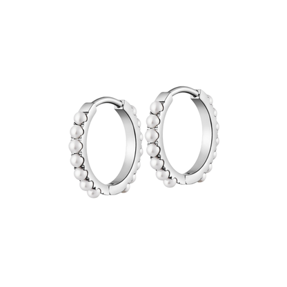 Titanium Pearl Hoops