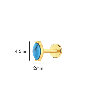 Turquoise Marquise Flat Back Stud