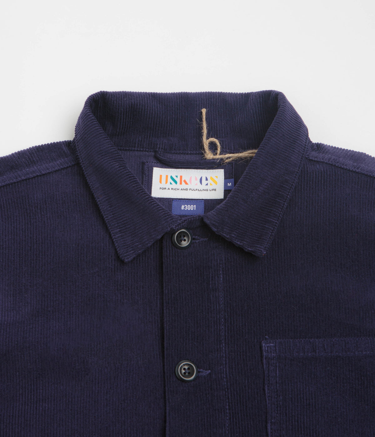Uskees 3001 Cord Buttoned Overshirt - Deep Indigo