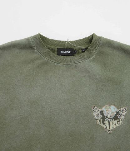 XLarge Eagle Wings To The World Crewneck Sweatshirt - Olive